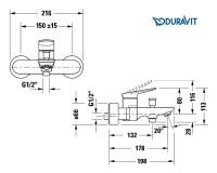 MEDIDAS MONOMANDO BAÑO-DUCHA WAVE DURAVIT